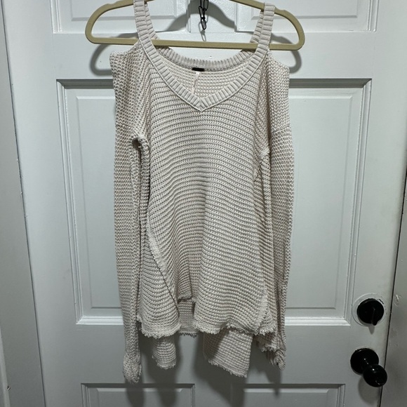 Free People Moonshine Cold Shoulder Long Sleeve Blouse In Light Oatmeal Size XS - Picture 2 of 5